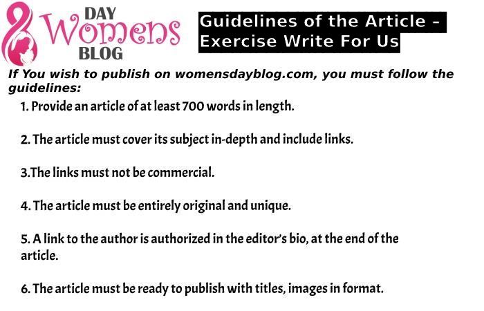 Guidelines of the Article – Exercise Write For Us